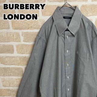 バーバリー(BURBERRY)の美品 BURBERRY LONDON ワイシャツ グレー 刺繍ロゴ(シャツ)