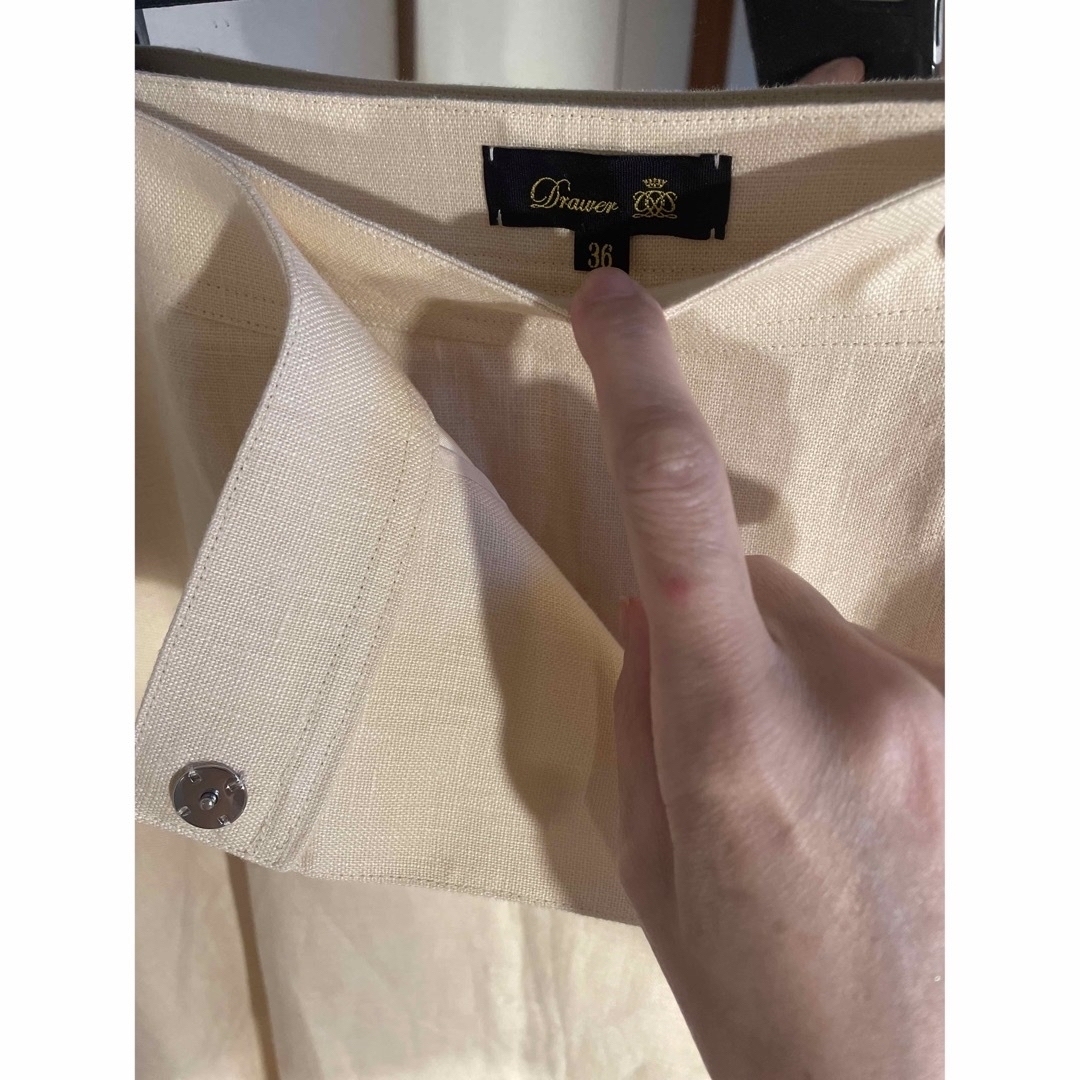 Drawer ドゥロワーイギリス麻リネンスカートクリームイエロー