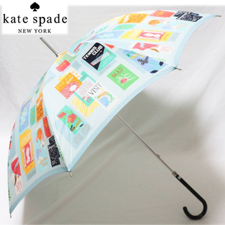 ケイトスペードニューヨーク(kate spade new york)の《ケイトスペード》新品 高い縫製技術 ポスター・パンフレット柄 長傘 8本骨(傘)