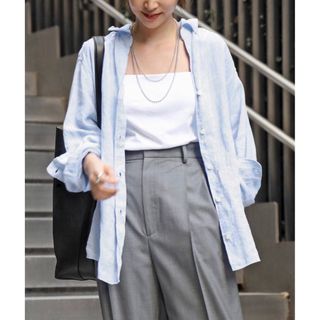 美品✨ドゥーズィエムクラス  リネン ウォッシュシャツ 紺 おうち洗いok