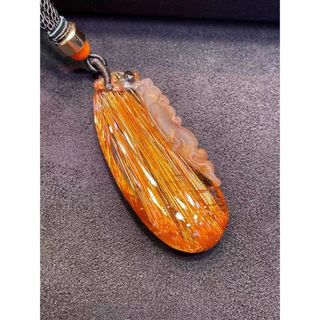 天然銅色ゴールドルチルクオーツ ネックレス 18g-