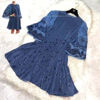 VALENTINO スカラップ ワンピース ブルー 38 - pingoequipamentos.com.br