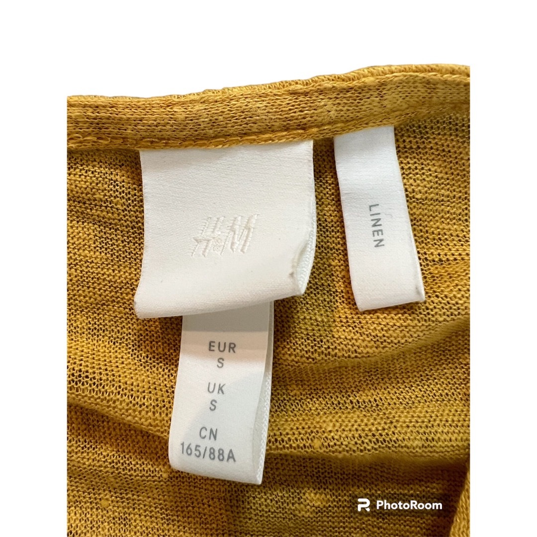 H&M(エイチアンドエム)のH &Mエイチアンドエム　L カットソー　トップス　リボン　リネン　麻　ブラウス レディースのトップス(カットソー(半袖/袖なし))の商品写真