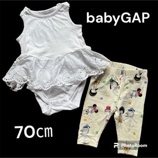 ベビーギャップ(babyGAP)のベビーギャップ 重ね着風アイレットレースロンパース&レギンスセット70(ロンパース)