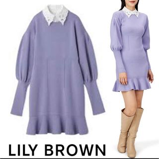 リリーブラウン(Lily Brown)のリリーブラウン　ミニワンピース　襟付き　lilybrown(ミニワンピース)