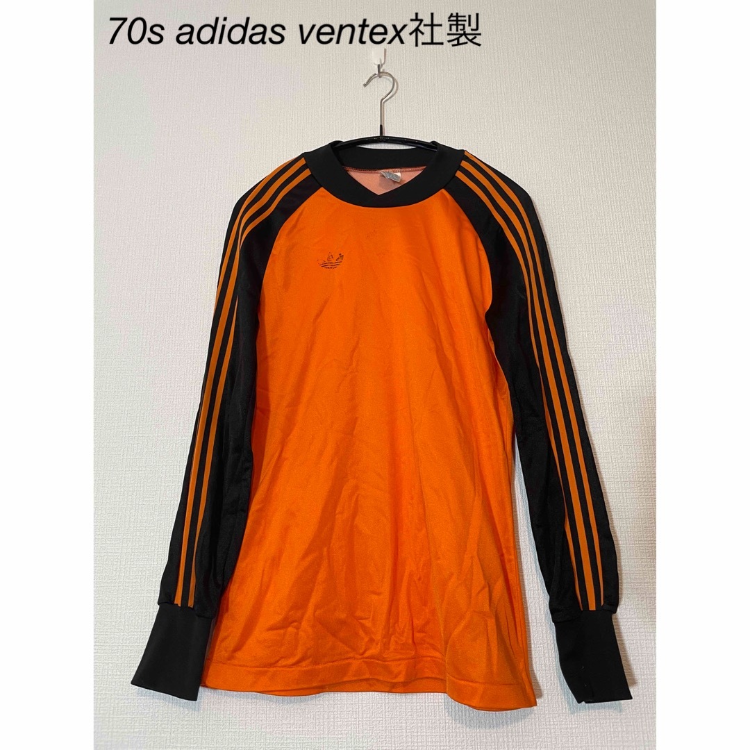 70s adidas ventex社製　フランス製　ゲームシャツ　オレンジ　XS