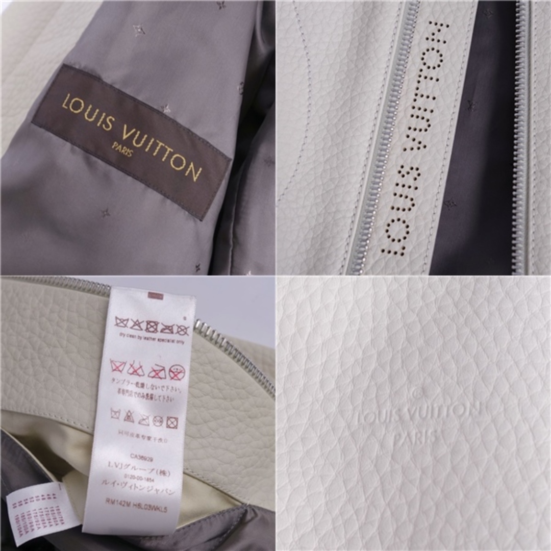 LOUIS VUITTON(ルイヴィトン)の極美品 ルイヴィトン LOUIS VUITTON ジャケット ブルゾン レザージャケット ジップアップ ブルレザー アウター メンズ 46(S相当) アイボリー メンズのジャケット/アウター(レザージャケット)の商品写真