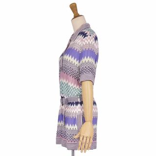 美品 ミッソーニ MISSONI ニット セーター 半袖 ショートスリーブ 総柄 コットン トップス レディース 44(L相当) マルチカラー