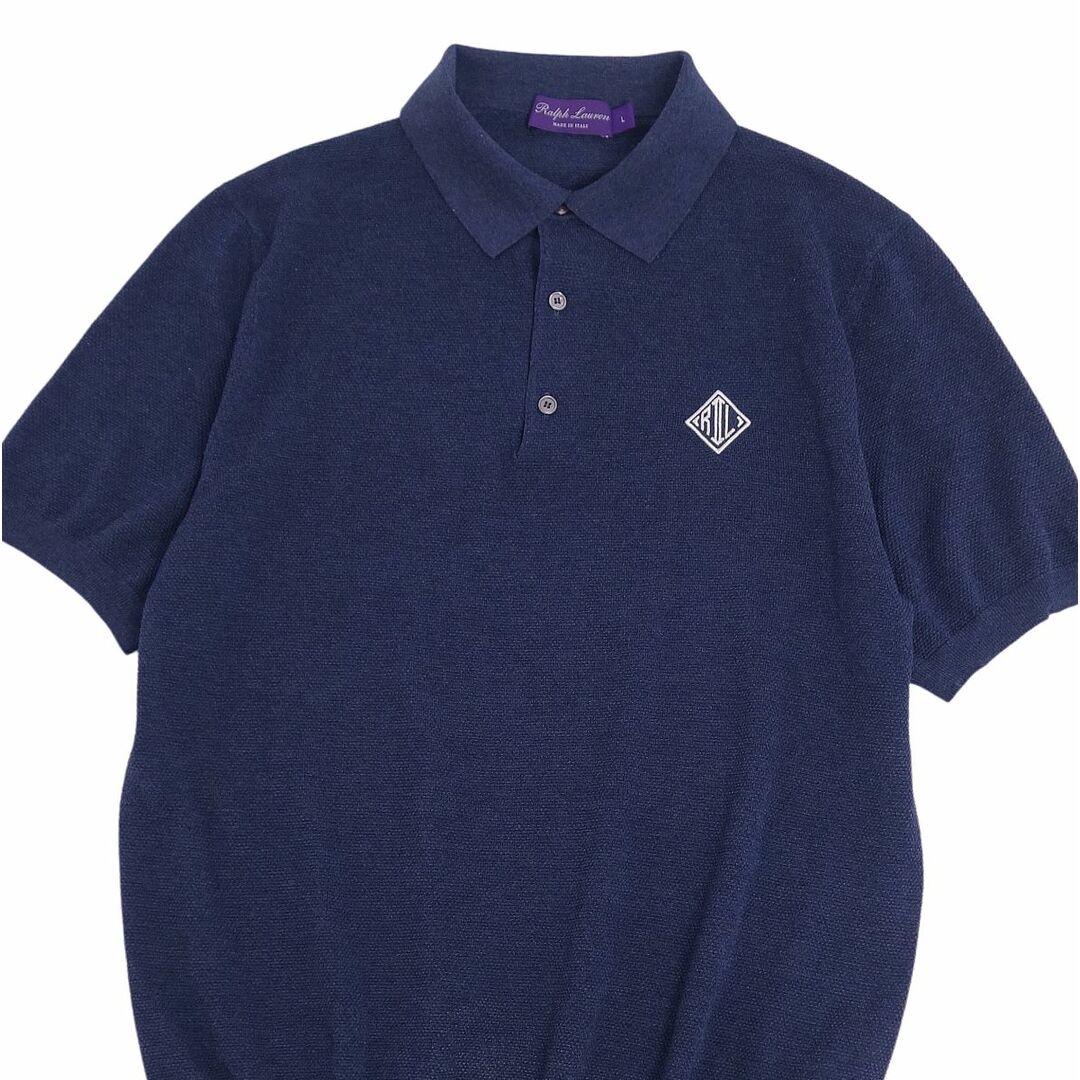 ラルフローレン パープルレーベル RALPH LAUREN PURPLE LABEL シャツ ポロシャツ 半袖 ショートスリーブ シルク コットン  トップス メンズ L パープル