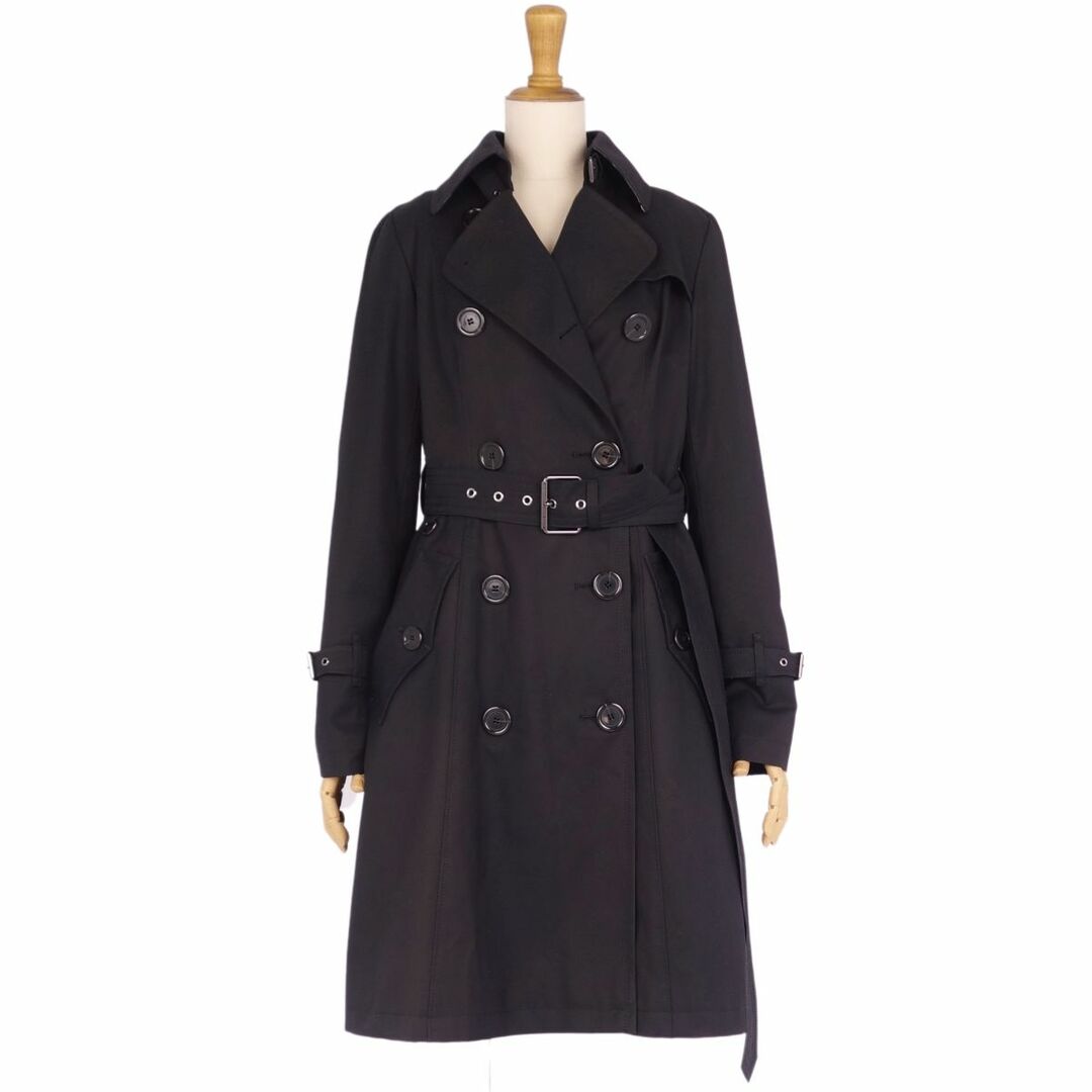 美品 バーバリー ブルーレーベル BURBERRY BLUE LABEL コート トレンチコート 裏チェック ライナー付き アウター レディース 38(M相当) ブラック