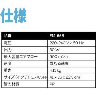 XPOWER FM-65B ブルー室外に設置された冷却用アキシャルファン、高速的