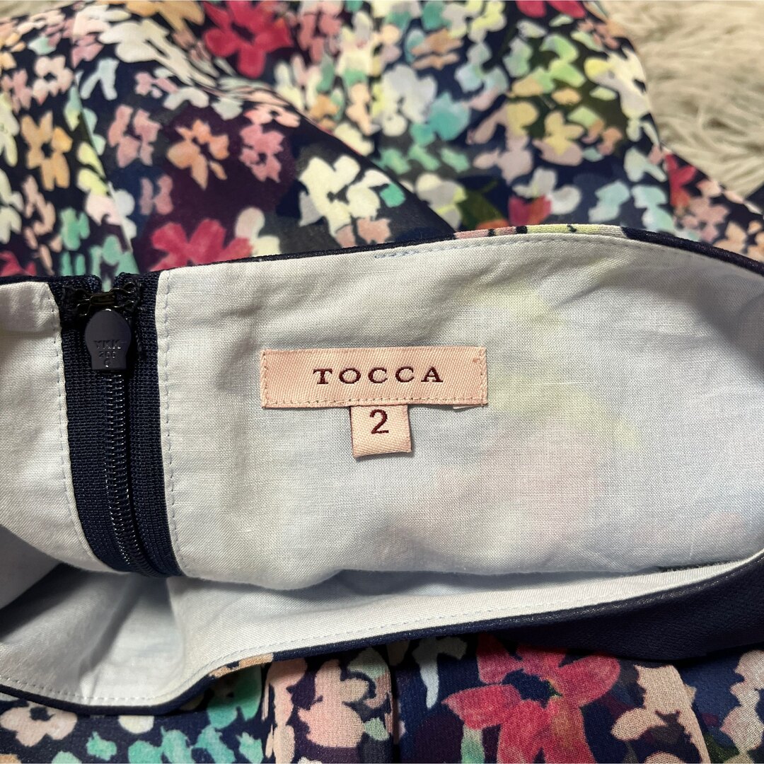 TOCCA(トッカ)の【美品】トッカ ひざ丈ワンピース レース Aライン 豪華 ネイビー サイズ2 レディースのワンピース(ひざ丈ワンピース)の商品写真