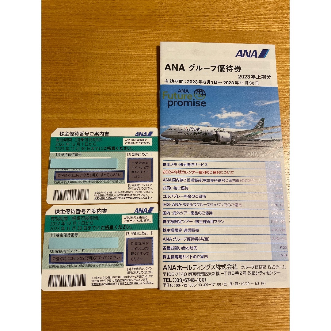 ANA 株主優待　2枚、グループ優待券1冊 チケットの乗車券/交通券(航空券)の商品写真