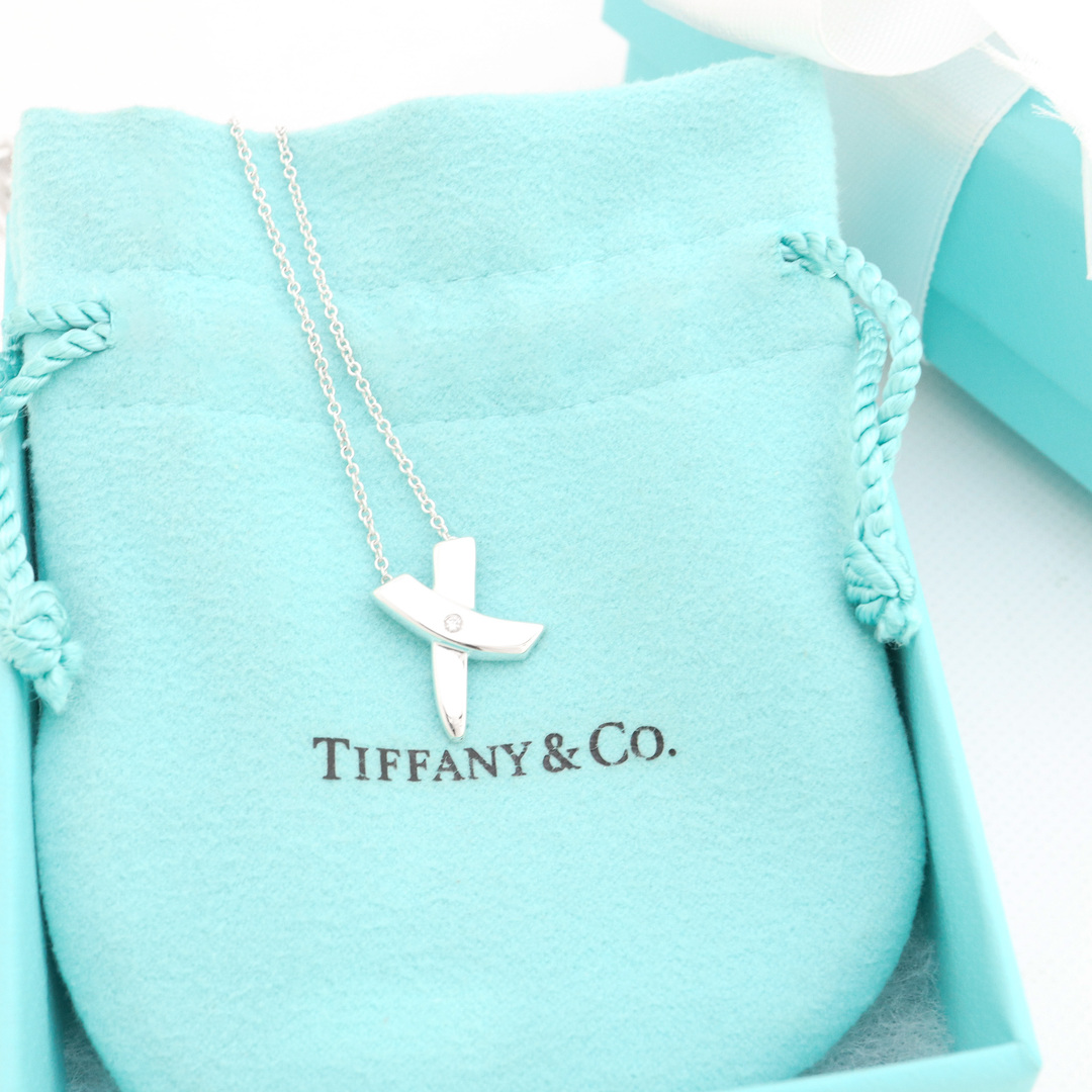 【極美品】TIFFANY&Co.キス クロス 1P ダイヤモンド ネックレス