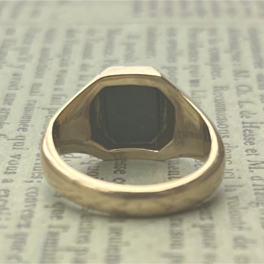 激レア　英国　イギリス　ヴィンテージ　9ct 9金 ブラッドストーンリング メンズのアクセサリー(リング(指輪))の商品写真