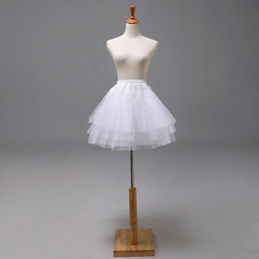 スカート パニエ　45cm　3段チュール　ホワイト　白　コスプレ　衣装　ドレス レディースのスカート(その他)の商品写真