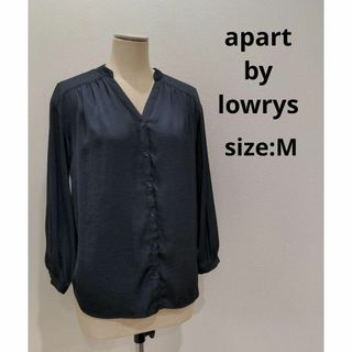 アパートバイローリーズ(apart by lowrys)のアパートバイローリーズ ギャザー とろみ ブラウス ブラック レディース M(シャツ/ブラウス(長袖/七分))