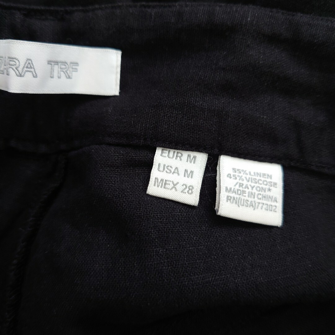 ZARA(ザラ)のまるまりさま専用 ZARA TRF 麻混 カーゴパンツ 黒 M 新品 レディースのパンツ(ワークパンツ/カーゴパンツ)の商品写真