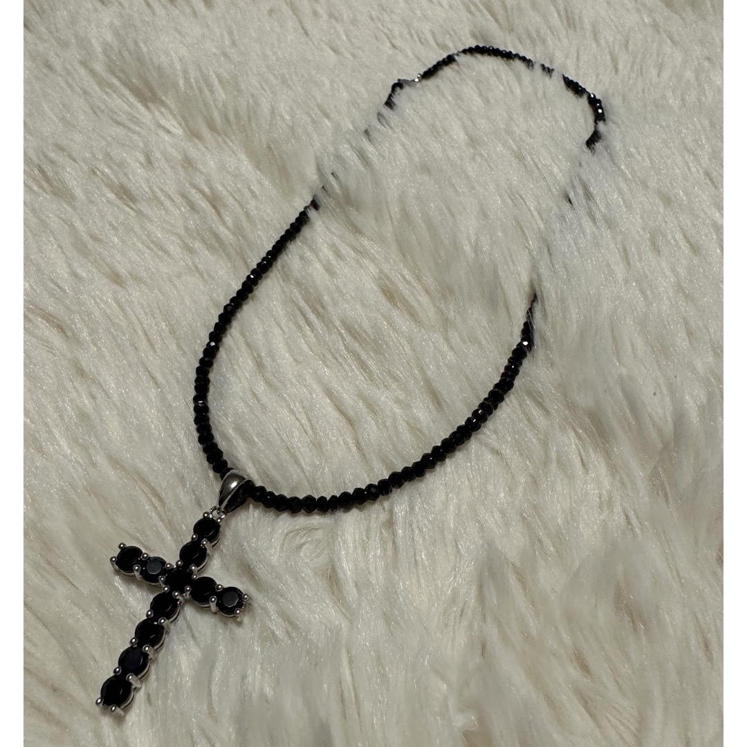 新品】オニキスメンズネックレス クロス (大)ブラック-