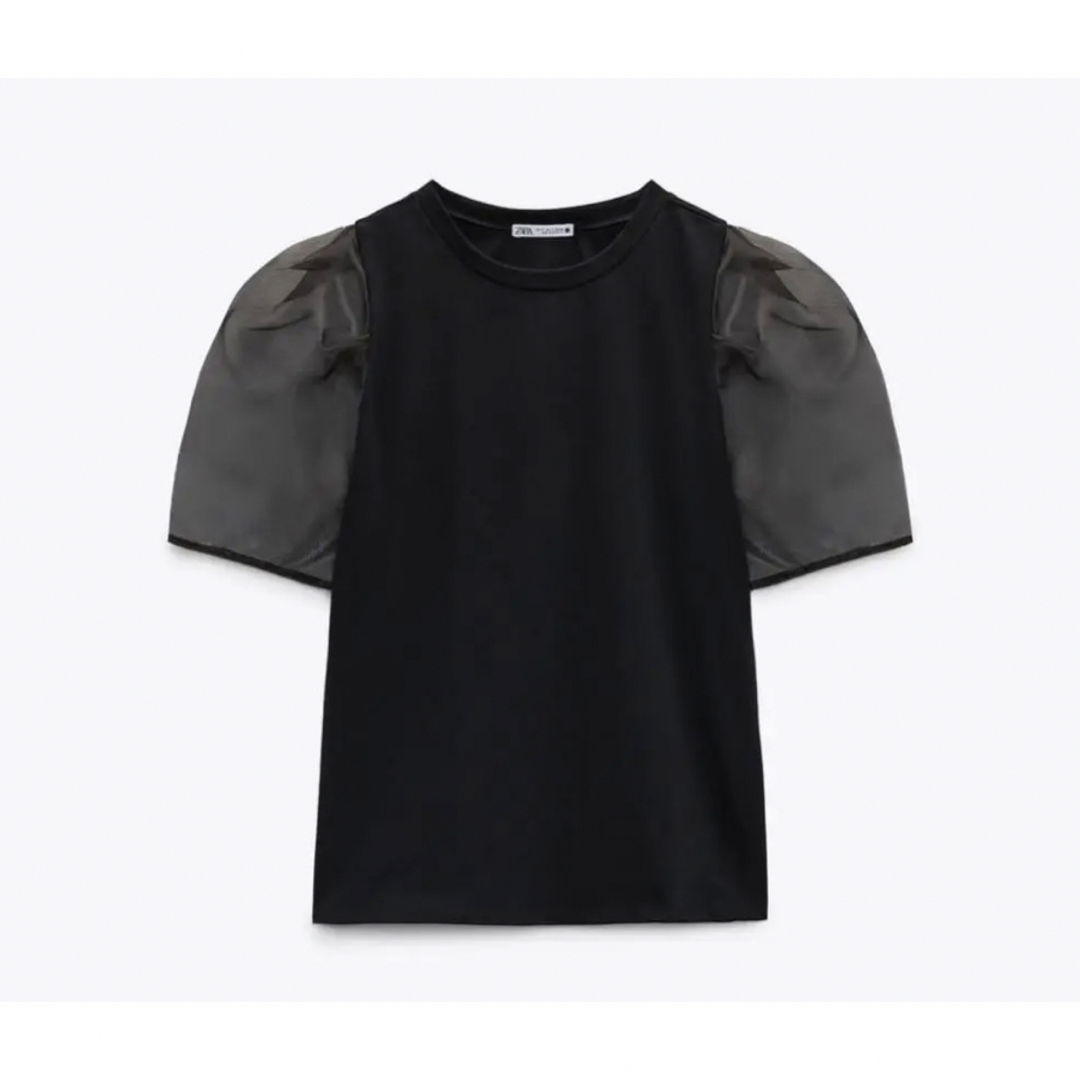 ZARA(ザラ)のZARA  ボリュームオーガンザトップス　M レディースのトップス(シャツ/ブラウス(半袖/袖なし))の商品写真