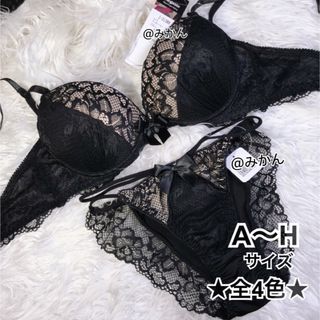 人気商品再入荷✨️♥️ハーフヌーディブラショーツセット(ブラック)(ブラ&ショーツセット)