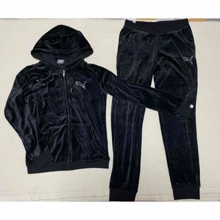PUMA - プーマ パーカー パンツ ジャージ ベロア 黒 上下セット L