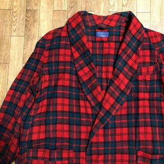 ペンドルトン(PENDLETON)の40s PENDLETON ガウン 赤 緑 チェック M ロング 猫目ボタン(シャツ)