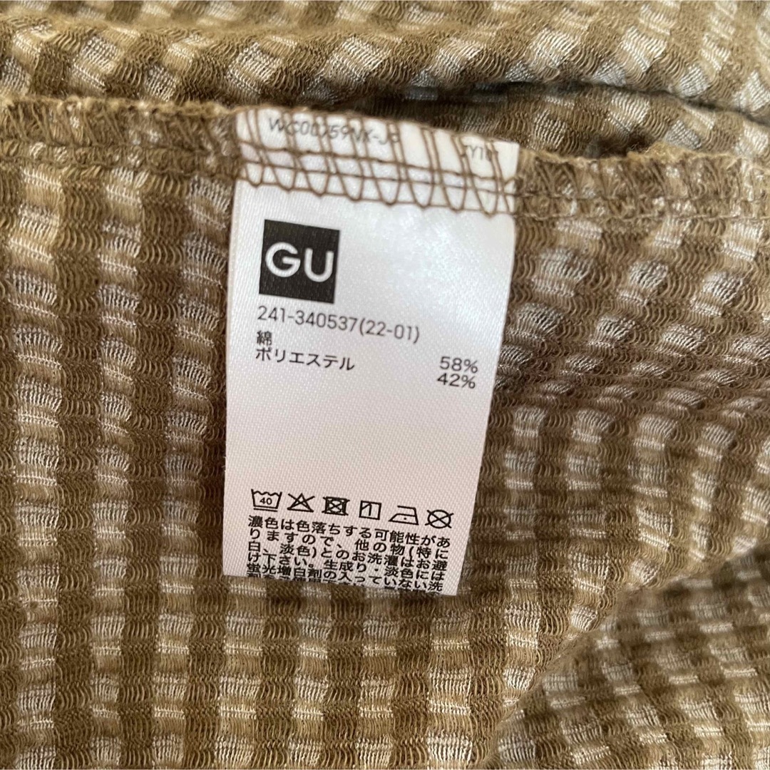 GU(ジーユー)のGU タックスリーブT(半袖)(ギンガム)Q レディースのトップス(Tシャツ(半袖/袖なし))の商品写真