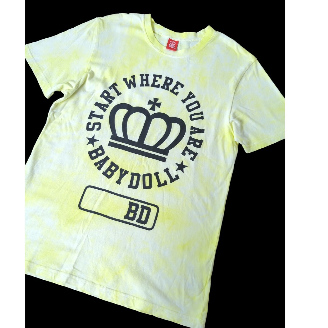 BABYDOLL(ベビードール)のUSED*Tシャツ☆*°BABYDOLL 黄色タイダイバックプリント サイズL レディースのトップス(Tシャツ(半袖/袖なし))の商品写真