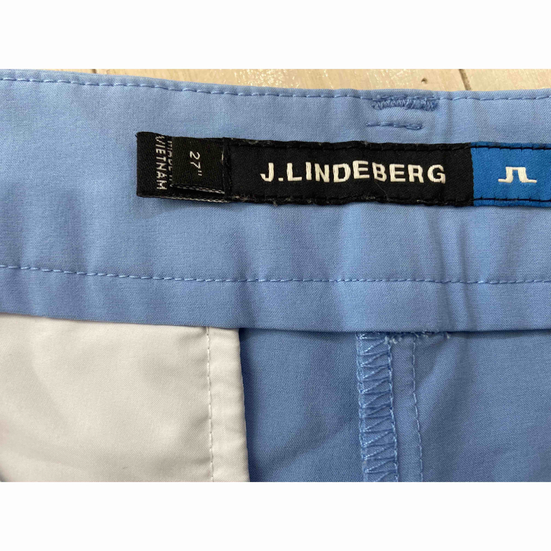 J.LINDEBERG(ジェイリンドバーグ)のジェイリンドバーグ　ストレッチショートパンツ　ブルー×オレンジ スポーツ/アウトドアのゴルフ(ウエア)の商品写真