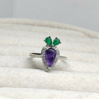 2月誕生石 ニンジン 野菜 指輪 紫水晶「愛の守護石」アメジスト リング(リング(指輪))