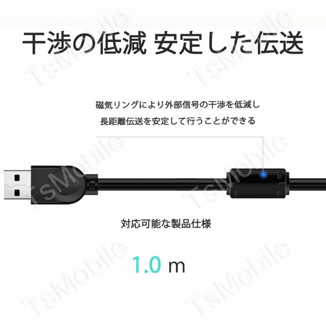 USB延長ケーブル 1m USB2.0 延長コード1メートル USBオスtoメス スマホ/家電/カメラのスマホ/家電/カメラ その他(その他)の商品写真