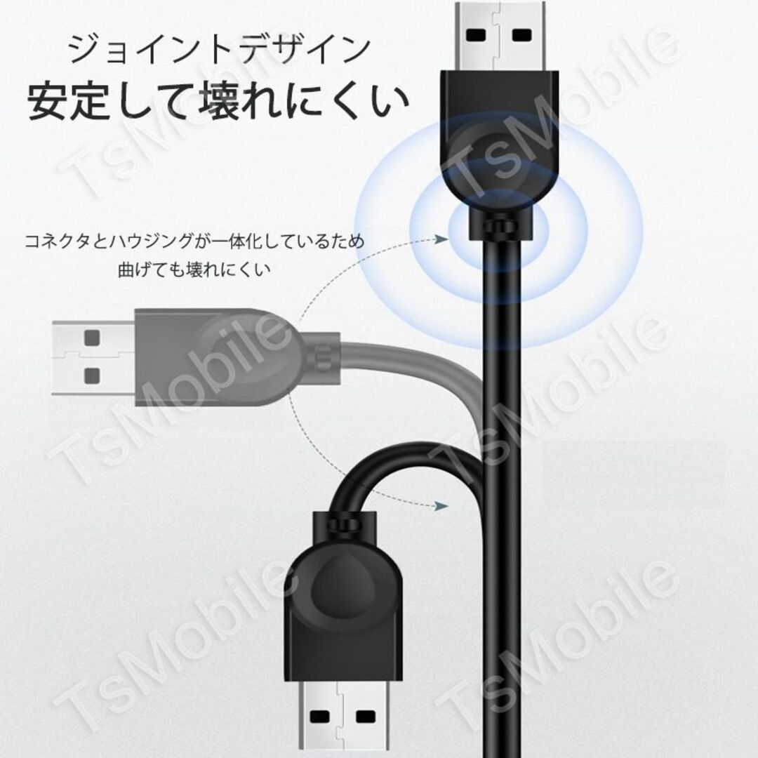 USB延長ケーブル 1m USB2.0 延長コード1メートル USBオスtoメス スマホ/家電/カメラのスマホ/家電/カメラ その他(その他)の商品写真