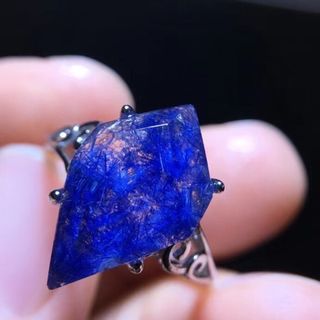 天然】ブルールチル デュモルチエライト リングs925 16.3*10.1mmの通販