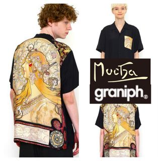 グラニフ(Design Tshirts Store graniph)の良品■グラニフ Mucha ミュシャ■黄道十二宮 オープンカラー 半袖 シャツ(シャツ)