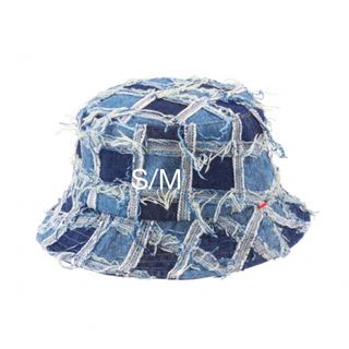 シュプリーム(Supreme)のS/M 青 シュプリーム パッチワークデニム バケットハット バケハ(ハット)