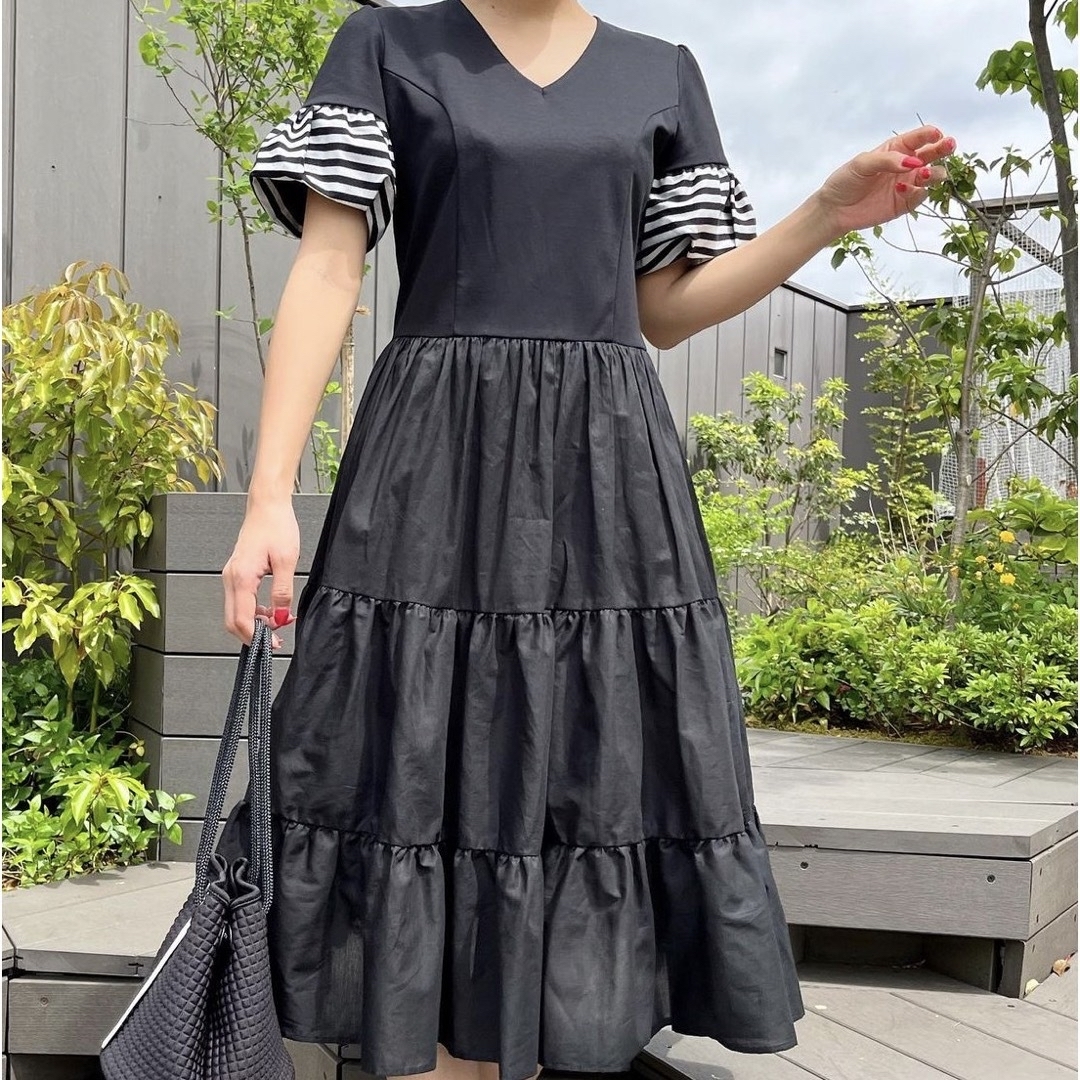 履き心地◎ 新品 ボーダーズアットバルコニー TIERED TEE DRESS
