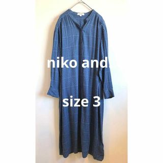 ニコアンド(niko and...)のniko and.. チェックロングシャツワンピース 薄手 夏 ナチュラル(ロングワンピース/マキシワンピース)