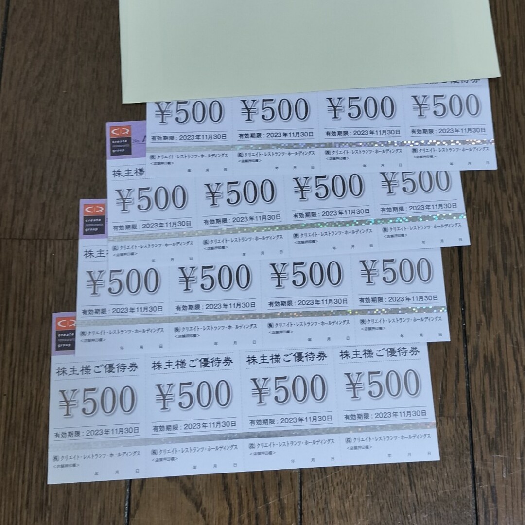 送料無料!クリエイトレストランツ株主優待8000円分チケット