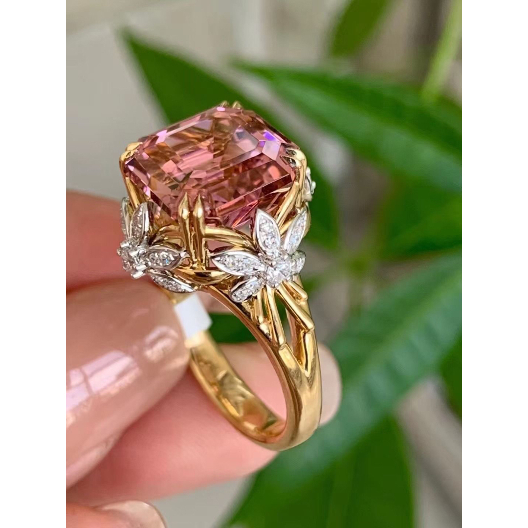 大幅値下げ中) 天然トルマリン ダイヤ リング6.2ct k18 ¥ レディース