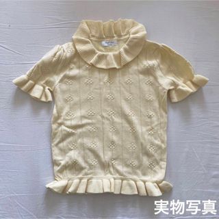 【新品未使用】海外子供服　花模様　半袖ニット サマーニット　黄色　120 子供服(ニット)