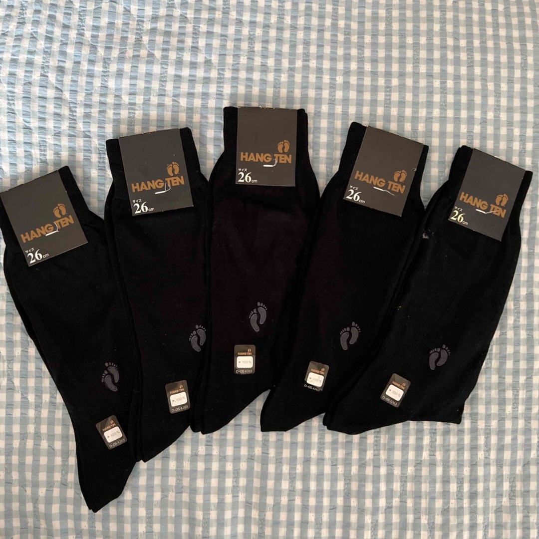 HANG TEN(ハンテン)のHANG TEN  socks(MEN 26㎝)Black×5 メンズのレッグウェア(ソックス)の商品写真