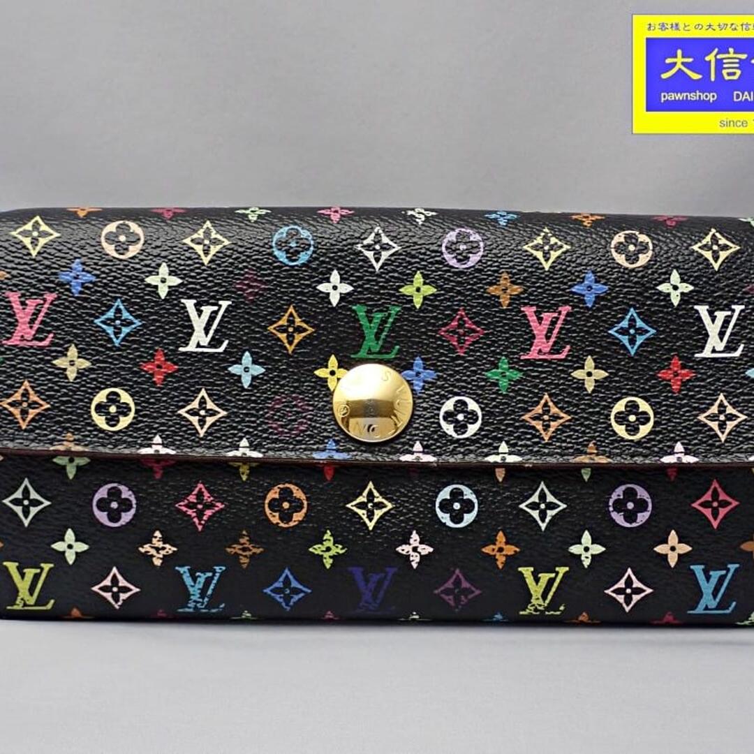 LOUIS VUITTON ルイ ヴィトン モノグラム マルチ ノワール ポルトフォイユ サラ 二つ折り 長財布 グルナード ピンク M60668 イニシャル B 【送料無料】管理番号：A-8139