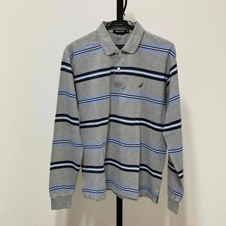 ノーティカ(NAUTICA)のC-068　NAUTICA 長袖　ポロシャツ　グレー　サイズM(ポロシャツ)