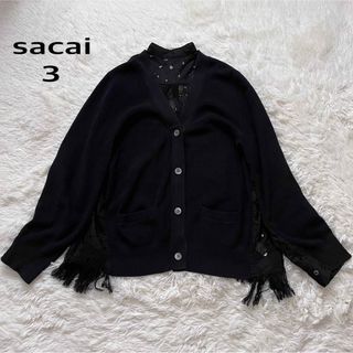 sacai - 【美品】sacai ドッキングカーディガン ブラック ハート刺繍