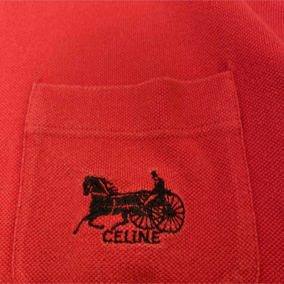 celine(セリーヌ)のポロシャツ　刺繍　セリーヌ　celine vintage 奇抜　レッド　レトロ　 メンズのトップス(ポロシャツ)の商品写真