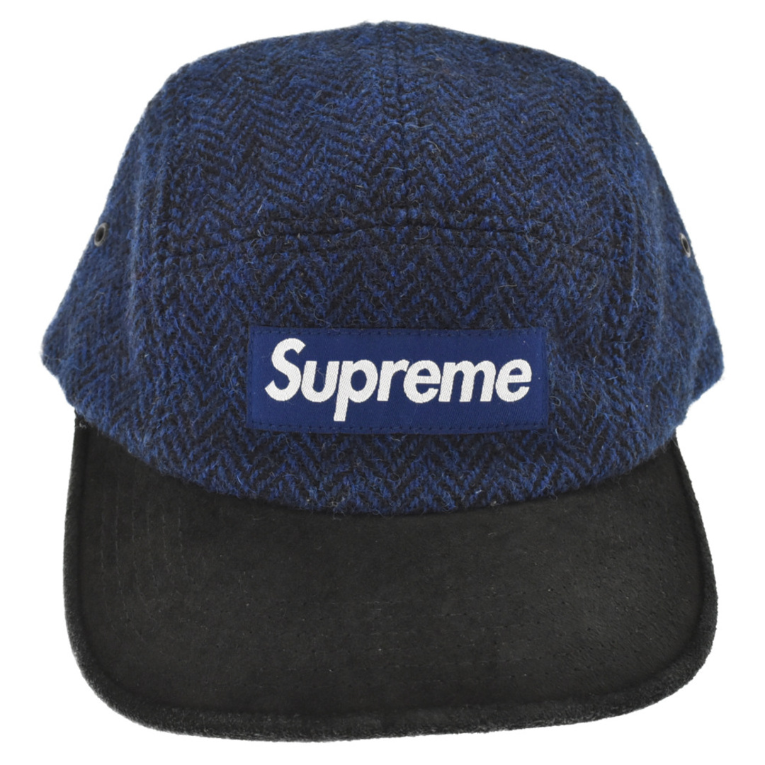 SUPREME シュプリーム 12AW×Harris Tweed Herringbone Camp Cap WR ハリスツイード ヘリンボーンウールツイードキャンプキャップ ブルーキャップ