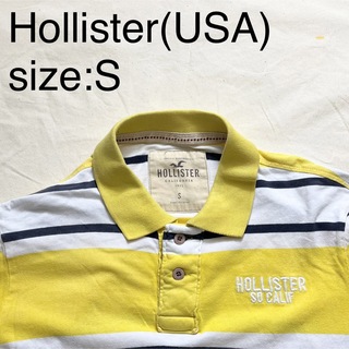 ホリスター(Hollister)のHollister(USA)ビンテージコットンボーダーポロシャツ　イエロー(ポロシャツ)