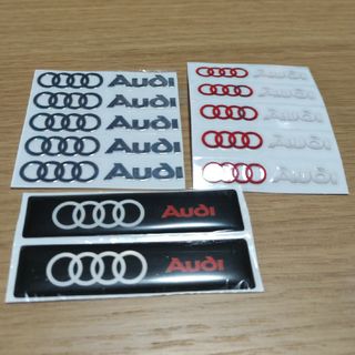 アウディ(AUDI)のアウディ　メタルステッカー5p＆ステッカー5p＆立体ステッカー2pセット室内用(ステッカー)