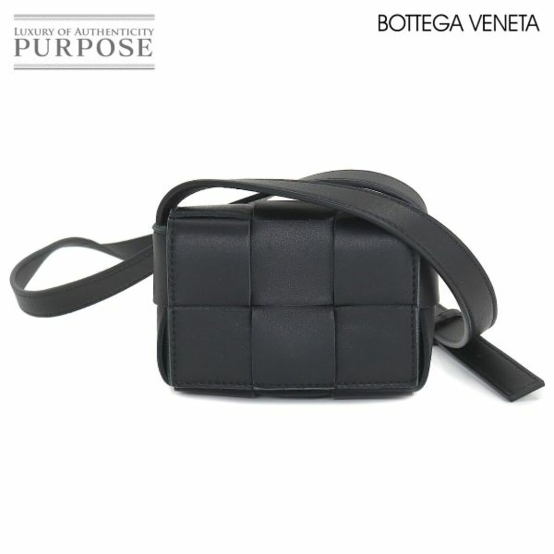 未使用 展示品 ボッテガ ヴェネタ BOTTEGA VENETA イントレチャート キャンディ カセット ショルダー バッグ レザー ブラック VLP 90193144